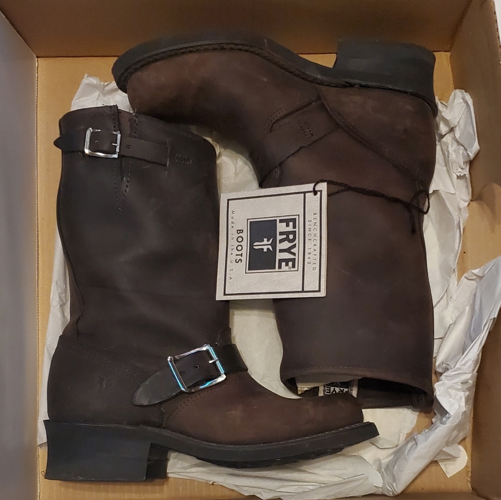 FRYE Women's Brown Leather Engineer Boots